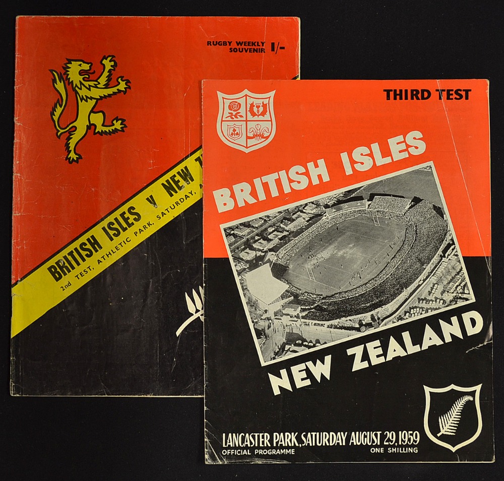 2x 1959 British Lions v New Zealand rugby programmes - to incl the 2nd test played at Athletic