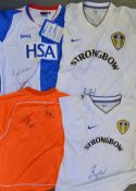 Assorted Selection of Football Shirts with individual signatures to the front, includes Leeds