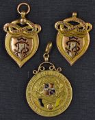 Collection of 9 carat gold medals by Vaughtons, awarded to Richard Bettelley of Wolverhampton