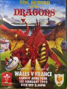 2x 1992 Wales Five Nations Red Dragon Rugby Posters - titled Return of The Dragon v France and