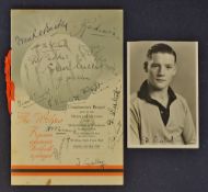 1939 Wolverhampton Wanderers Signed Dinner Menu signed extensively to the front including