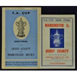 1948 FA Cup Semi-Final official match programme Manchester United v Derby County at Hillsborough.