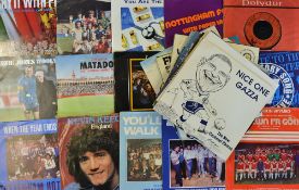 Collection of 45r.p.m Football Related Vinyl Records to include 1986 World Cup Squad, Flashback