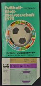 1974 World cup Poland v Yugoslavia football programme date 30.6.1974 at Frankfurt c/w match