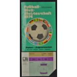 1974 World cup Poland v Yugoslavia football programme date 30.6.1974 at Frankfurt c/w match