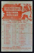 1944/1945 War League North Manchester United v Stoke City dated 4 May 1945 single sheet issue.