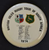 1974 British Lions rugby tour of South Africa commemorative plate - decorated with the crests of the