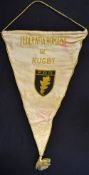 An official Romania silk rugby match pennant - with the nations colours on the one side and