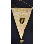 An official Romania silk rugby match pennant - with the nations colours on the one side and