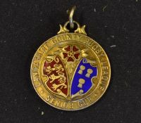 1958 Lancashire County Rugby League Senior Cup silver and enamel winners medal - engraved on back "