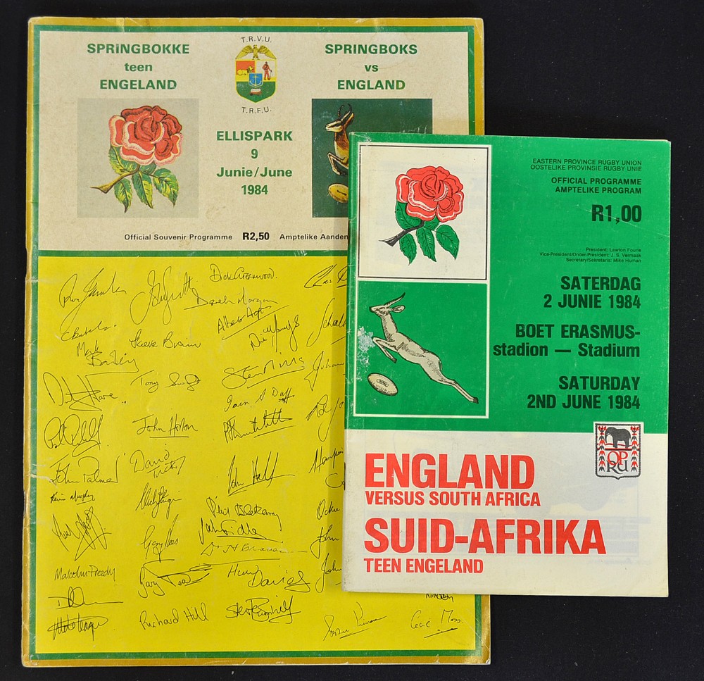 2x 1984 South Africa v England rugby tour programmes to incl both test matches played on the 2nd and