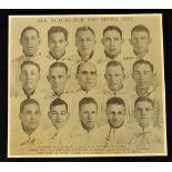 Very rare 1930 New Zealand All Blacks (v British Lions) signed rugby team photograph - head shoulder