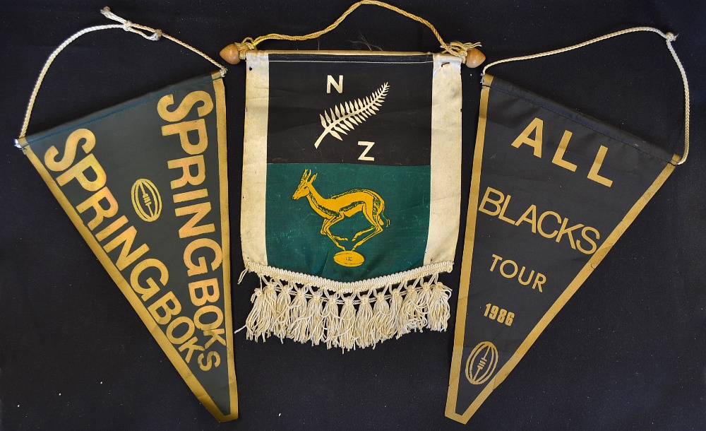 3x New Zealand All Blacks and South Africa Springboks rugby pennants - to include this combined