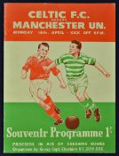 1956 Glasgow Celtic v Manchester Utd match programme for the friendly game in aid of Cheshire