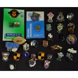 Collection of 31 Welsh rugby club pin and lapel badges to incl 2003 RWC, Cardiff, Wales, Heineken