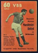 1957/1958 Pre-season Manchester Utd friendly match football programme at the Olympic Stadium, Berlin