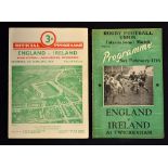 2x 1950 England v Ireland official and pirate rugby programmes-played on Saturday 11th of February