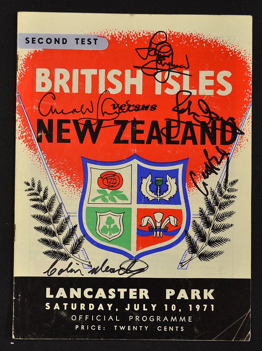 Scarce 1971 British Lions (12) v New Zealand (22) signed rugby programme - 24pp issue signed to