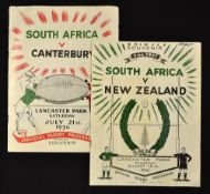 2x 1956 South Africa Springboks rugby tour of New Zealand programmes - to incl 1 match v