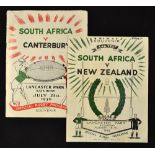 2x 1956 South Africa Springboks rugby tour of New Zealand programmes - to incl 1 match v