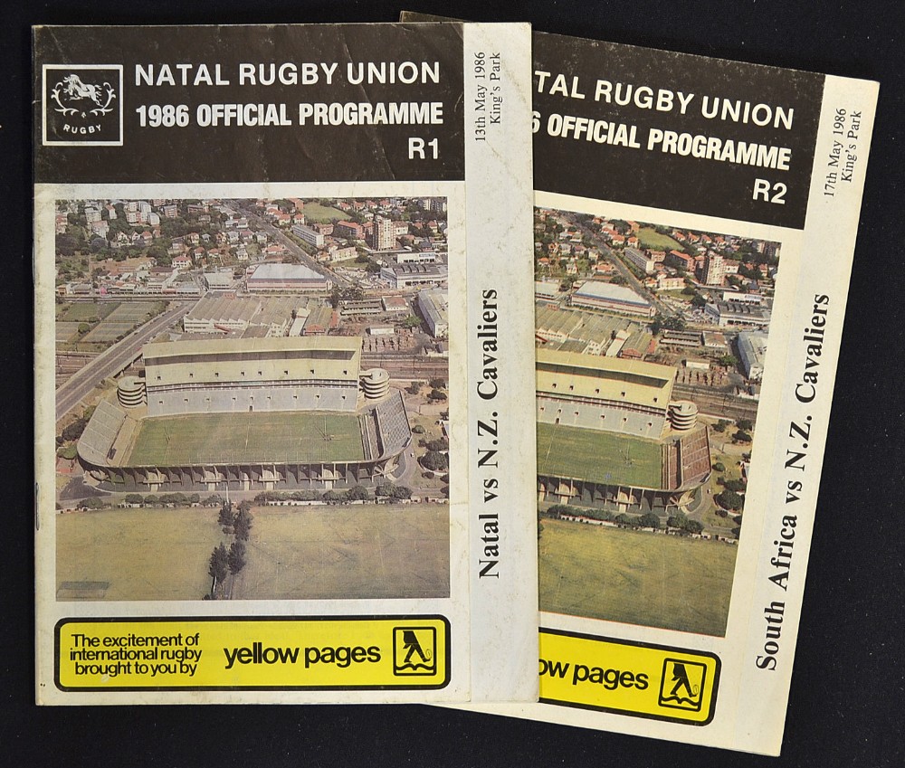 2x 1986 South African v New Zealand Cavaliers rugby programmes - to incl v Natal on 13th May and v