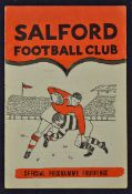 1958/1959 The first rugby league match at Old Trafford (Manchester United) match programme Salford v