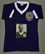 Circa 1961 Pat Crerand Scottish international match worn shirt c/w framed b&w photograph of Pat