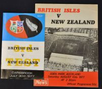 1977 British Lions versus New Zealand rugby programmes - for the 3rd test match losing 19-7 in