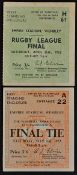 Match Ticket Stubs for 1953 FA Cup Final together with 1953 Rugby League Final, both held at
