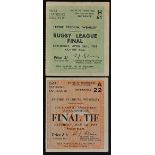 Match Ticket Stubs for 1953 FA Cup Final together with 1953 Rugby League Final, both held at