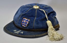 1953 England international cap v USA, in New York, awarded to Harry Johnston the England centre