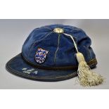 1953 England international cap v USA, in New York, awarded to Harry Johnston the England centre