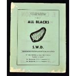 1979 South West Districts (S.A)v New Zealand All Blacks signed rugby programme - signed to the