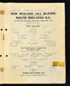 Rare 1924 North Midlands v New Zealand All Blacks Invincibles rugby programme - played at Villa
