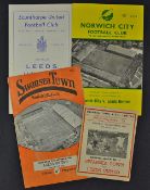 Leeds United away football programmes to include 1960/1961 Swansea Town, 1961/1962 Norwich City,