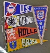 Mixed Selection of Football Pennants to include England, Netherlands, USA, Brazil and Germany,