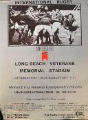 2x 1980 Wales Rugby Tour Posters to North America to incl v USA Eagles National Team played at
