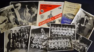 Collection of 1960/63 Wakefield Trinity Rugby League Cup Final press photographs and programme and