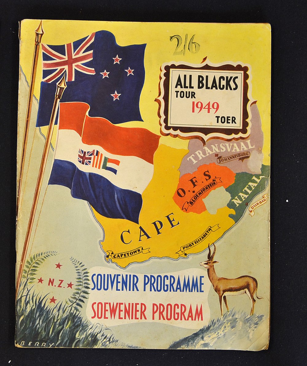 1949 New Zealand All Blacks rugby tour of South Africa Souvenir Programme - original coloured