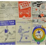 Leeds United away football programmes to include 1951/1952 Birmingham City 1952/1953 Huddersfield