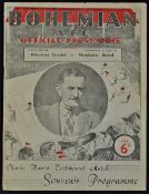 1949 Bohemians Select v Manchester United testimonial for Charlie Harris dated 1st June 1949