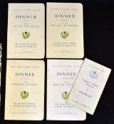 4x Scottish Rugby Union Five Nations dinner menus from the 1950/60's to incl v Wales '59 and '63 c/w