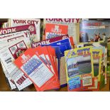 York City football programme collection from 1970s and 1980s to include the mini versions produced
