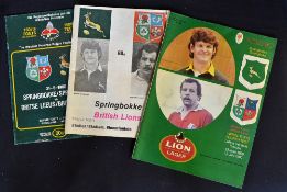 1980 British Lions v South Africa rugby programmes - to incl 1st test (22-26) , 2nd test (19-22) and