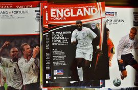 Collection of England home football programmes from 1970s onwards with modern issues noted, worth