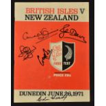 Scarce 1971 British Lions (9) v New Zealand (3) signed rugby programme - 1st test match - 24pp issue