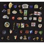 Collection of 47 various international rugby club pin and lapel badges - to include England,