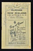 Rare 1924 Durham v New Zealand All Blacks Invincibles signed rugby programme - played at Roker Park,