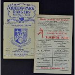 Friendly match programmes 1954 QPR v Manchester United and 1961 Chester v Manchester United (2)