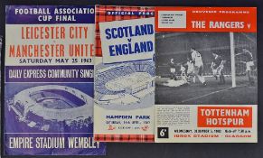 1962 Scotland v England football programme together with 1962 Rangers v Tottenham Hotspur (ECWC)